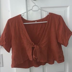 Front Tie Ashy Orange Top